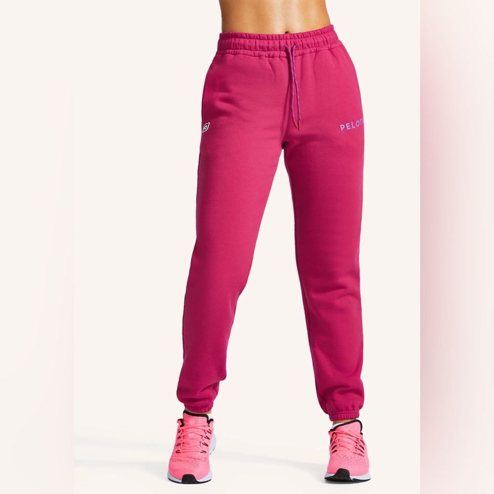 Peloton Chic Joggers Red Size Small Athleisure Elastic Waist Cotton Size S